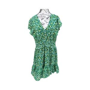 Max Studio Green Floral Ruffle Dress NWT Size XL